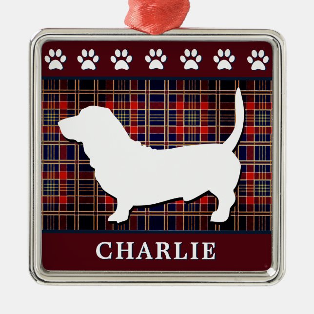 Kundenspezifische Basset Ornament Aus Metall (Vorne)