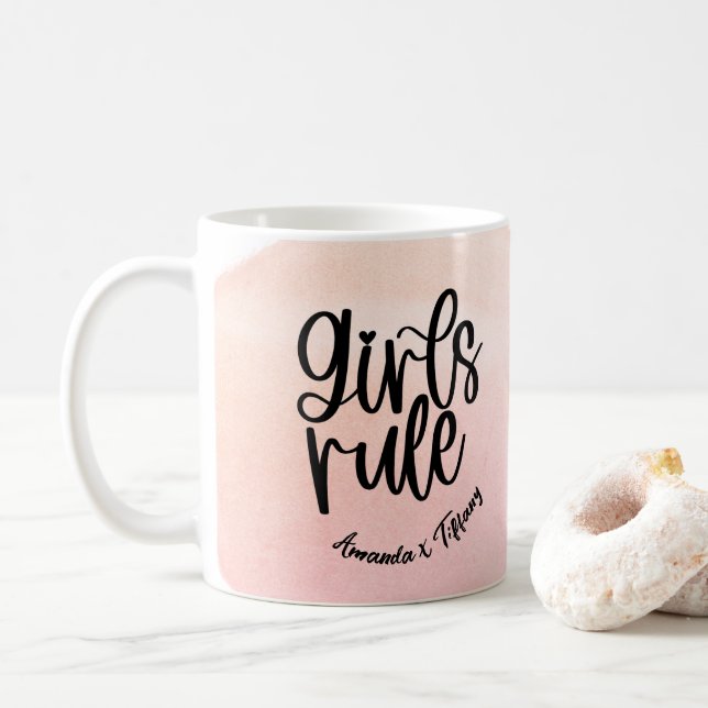 Kundenspezifische BESTE FREUNDIN Name Girls Rule F Kaffeetasse (Mit Donut)
