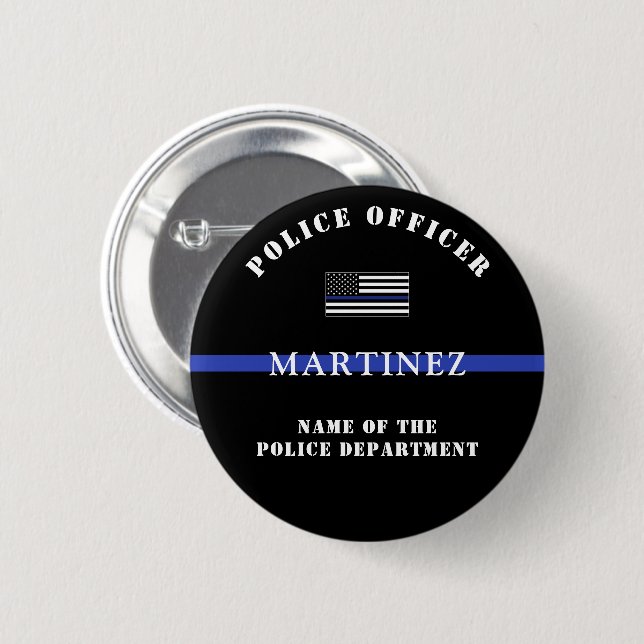 Kundenspezifische Bewertung von Thin Blue Line-Pol Button (Vorne & Hinten)