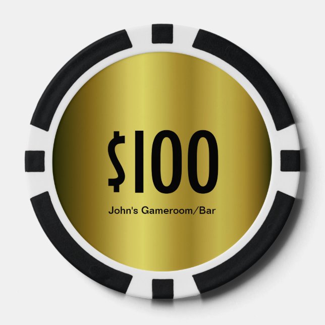 Kundenspezifische Bezeichnung Goldener Poker-Chip Pokerchips (Vorderseite)