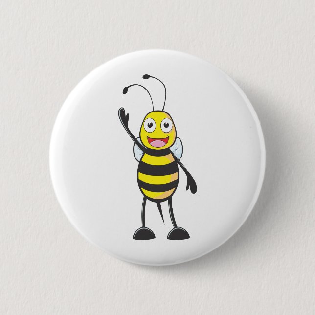 Kundenspezifische Biene, die seine Hand Button (Vorderseite)