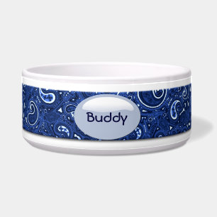 Kundenspezifische blaue Paisley-Hundeschüssel Napf