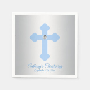 Kundenspezifische blauer Jungen-Kreuz Serviette