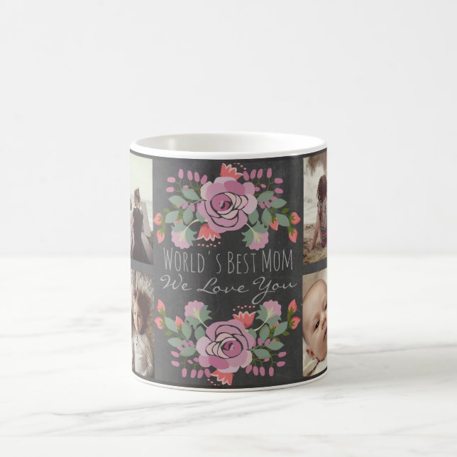 Kundenspezifische BlumenFototafel und -text Kaffeetasse (Mittel)