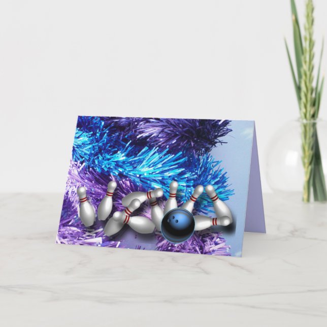 Kundenspezifische Bowling-Grußkarten Feiertagskarte (Vorderseite)