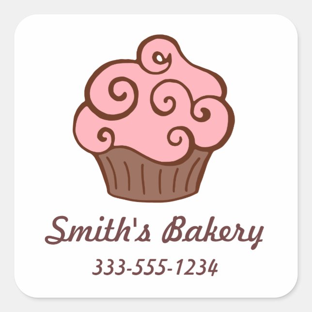 Kundenspezifische Cupcake-Business-Sticker Quadratischer Aufkleber (Vorderseite)