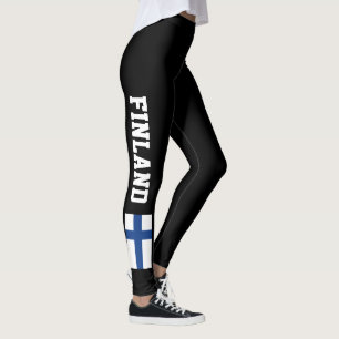 Kundenspezifische Dunkelheit Finnland-Flagge trägt Leggings