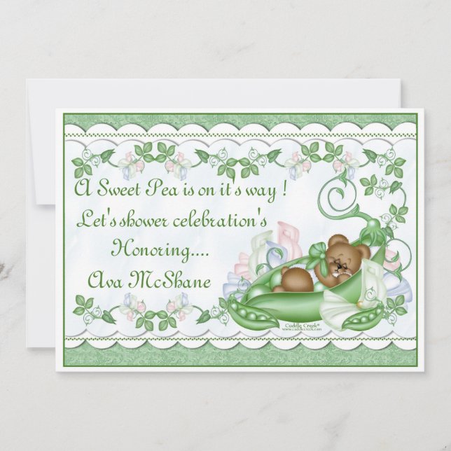 Kundenspezifische Einladungs-süße Erbse in einer Einladung (Vorderseite)