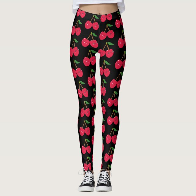 Kundenspezifische FarbeKawaii glückliche rote Leggings (Vorderseite)