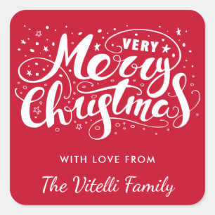 Kundenspezifische Farbsehr frohe Quadratischer Aufkleber