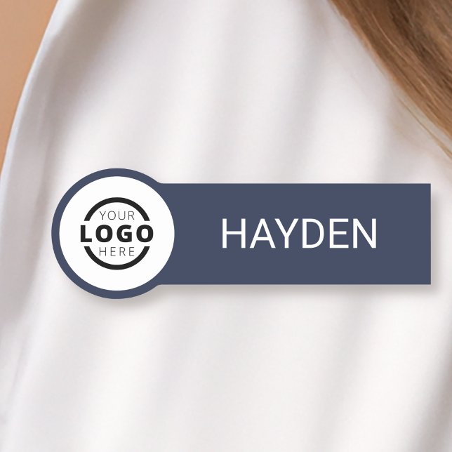 Kundenspezifische Firmenlogos Blau Name des Mitarb Namensschild (Von Creator hochgeladen)