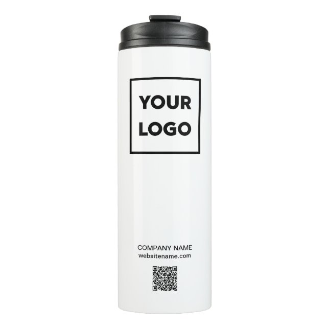 Kundenspezifische Firmenlogos und QR-Code Thermosbecher (Vorderseite)