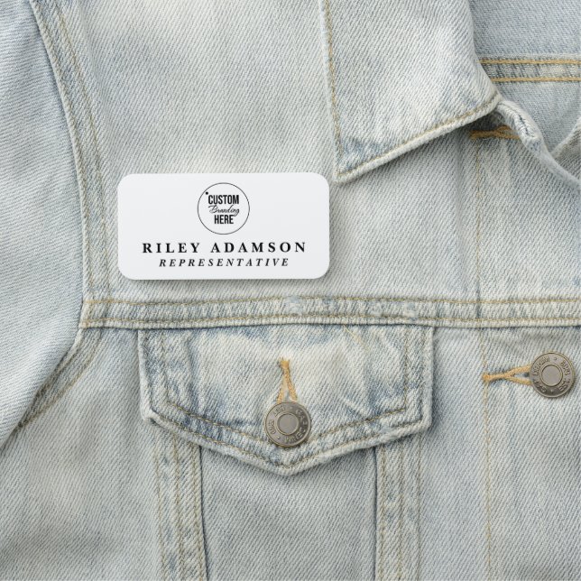 Kundenspezifische Firmenlogos Weißer Mitarbeiter M Namensschild (Beispiel)