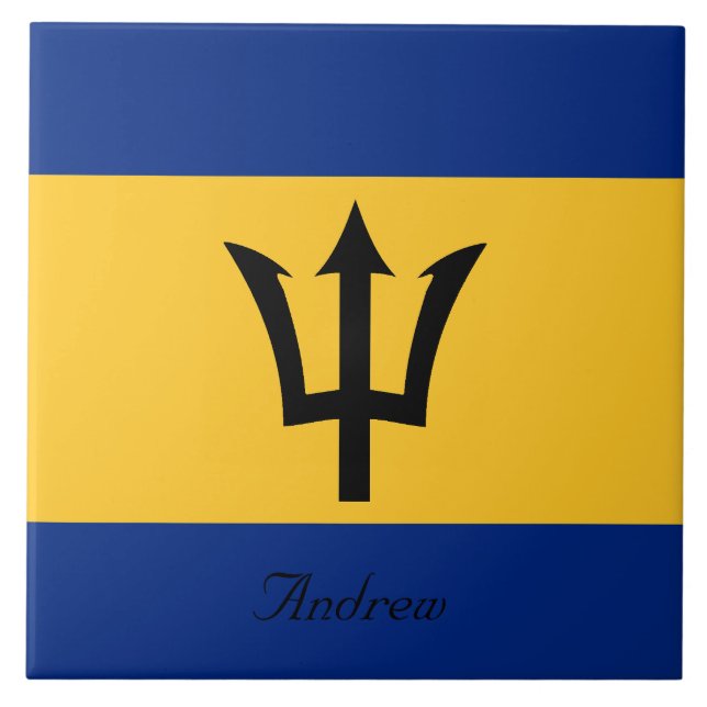 Kundenspezifische Flagge von Barbados Trident von Fliese (Vorderseite)