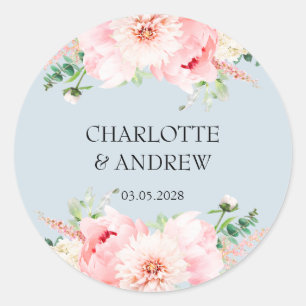 kundenspezifische florale Hochzeit Runder Aufkleber