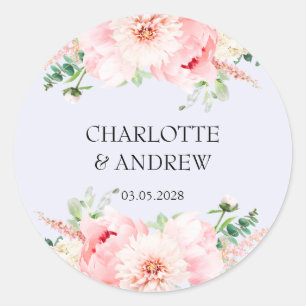 kundenspezifische florale Hochzeit Runder Aufkleber