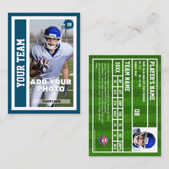 Kundenspezifische Football QB Trading Card (Ocean  Telefonnummerkarte (Vorne/Hinten)