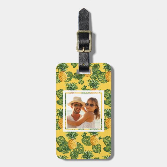 Kundenspezifische Foto-Ananas u. tropisches Gepäckanhänger (Vorderseite vertikal)