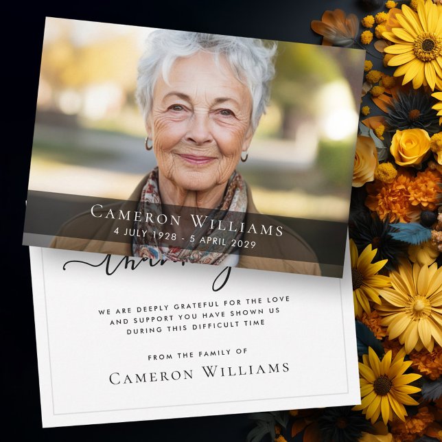 Kundenspezifische Foto Beileid-Belohnung danke Kar (Custom photo sympathy bereavement thank you card)