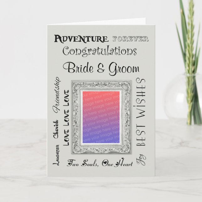 Kundenspezifische Foto-Hochzeits-Glückwunsch-Karte Karte (Vorderseite)