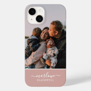 Kundenspezifische Foto-Rose Gold-Kalligrafie-Name Case-Mate iPhone 14 Hülle