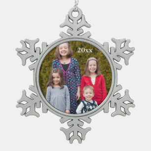 Kundenspezifische Foto-Schneeflocke-Verzierung Schneeflocken Zinn-Ornament