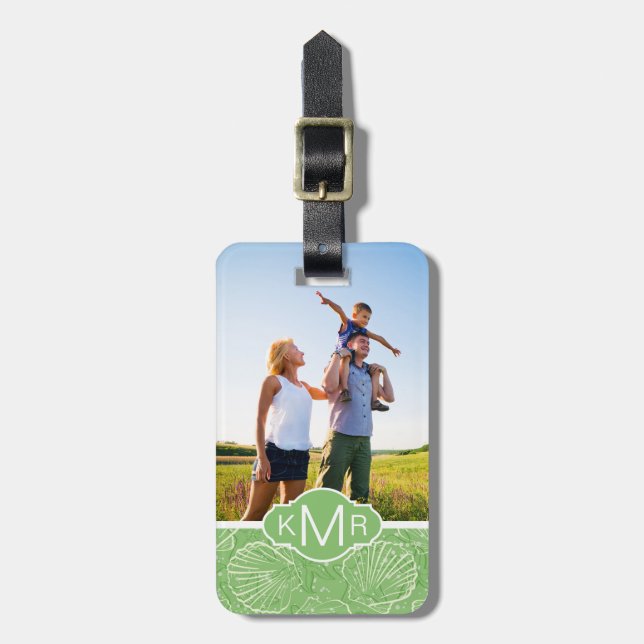 Kundenspezifische Foto-u. Monogramm-Kontur Gepäckanhänger (Vorderseite vertikal)