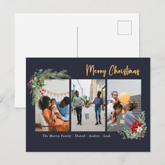 Kundenspezifische Fotos Frohe Weihnachts-Postkarte Feiertagspostkarte (Vorne/Hinten)