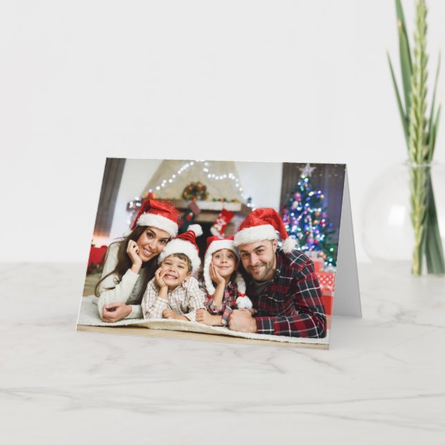 Kundenspezifische Fotos & Name Weihnachtsgrüßkarte Feiertagskarte (Vorderseite)