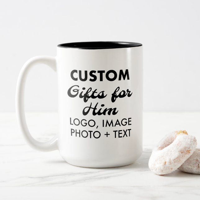 Kundenspezifische Geschenke für Ihm Black Two-Tone Zweifarbige Tasse (Mit Donut)