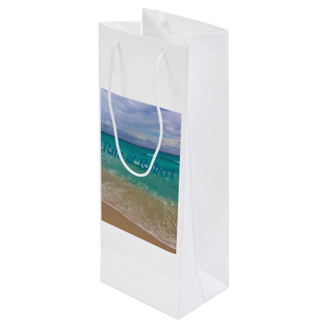 Kundenspezifische Geschenktüte Für Weinflaschen (Rückseite Schrägansicht)