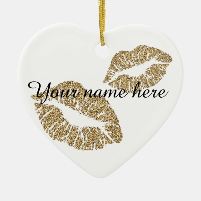 Kundenspezifische Glitzer-Lippenverzierung Keramik Ornament (Vorne)