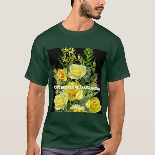 Kundenspezifische Glückwünsche Gelbe Blumen Bild d T-Shirt (Vorderseite)