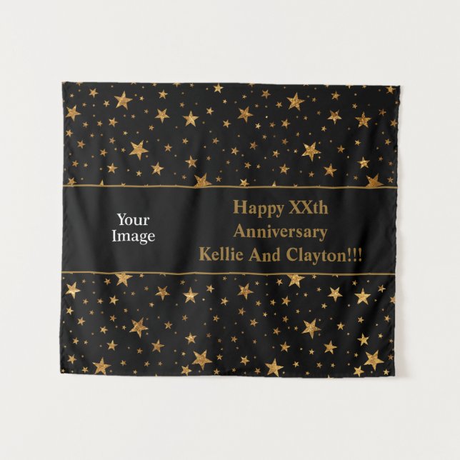 Kundenspezifische Gold Stars zum Jubiläum von Nach Wandteppich (Vorderseite (Horizontal))