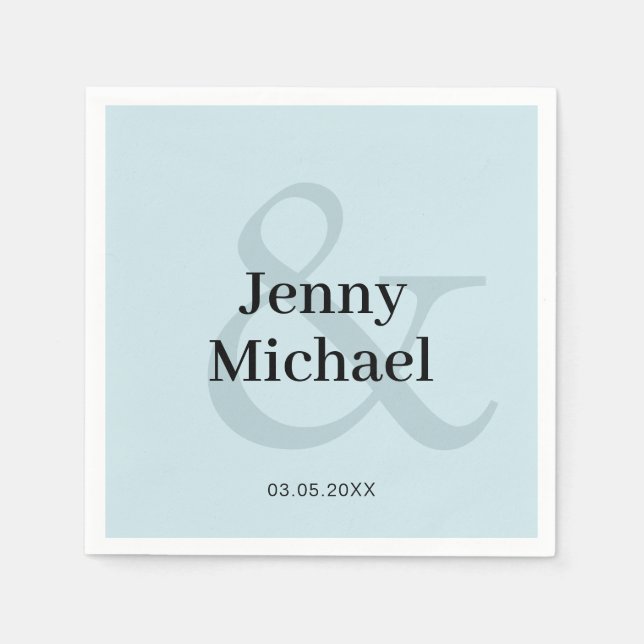 Kundenspezifische Hellblau Hochzeit Serviette (Vorderseite)