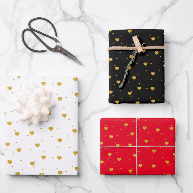 Kundenspezifische Hintergründe des Goldenen Herzen Geschenkpapier Set (Vorderseite)