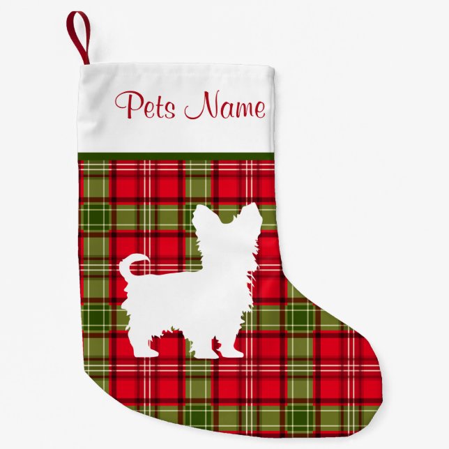 Kundenspezifische Hundezucht-rotes u. grünes Kleiner Weihnachtsstrumpf (Vorderseite)