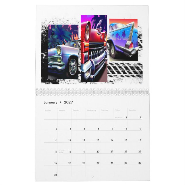 Kundenspezifische klassische Autos Druckkalender Kalender (Jan 2027)