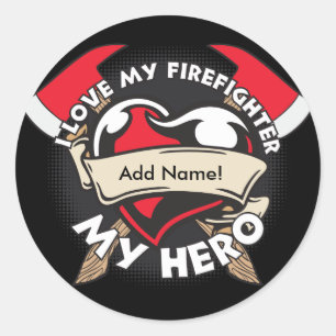 Kundenspezifische Liebe mein Feuerwehrmann Runder Aufkleber