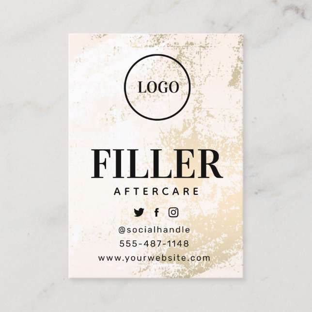 Kundenspezifische Logo Gold Filler Aftercare Card  Visitenkarte (Vorderseite)