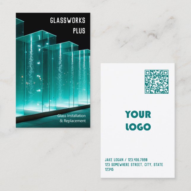 Kundenspezifische Logos und QR-Glasunternehmen Visitenkarte (Vorne/Hinten)