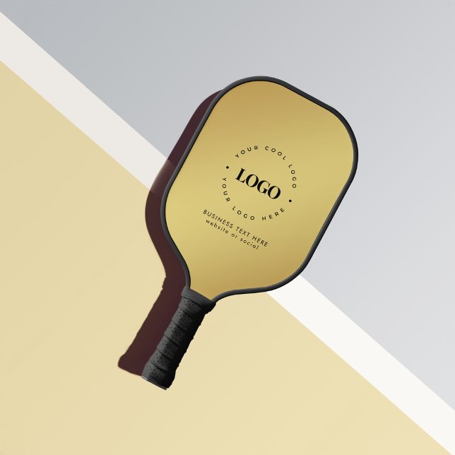 Kundenspezifische Logos und Texte für die goldene  Pickleball Schläger (Von Creator hochgeladen)