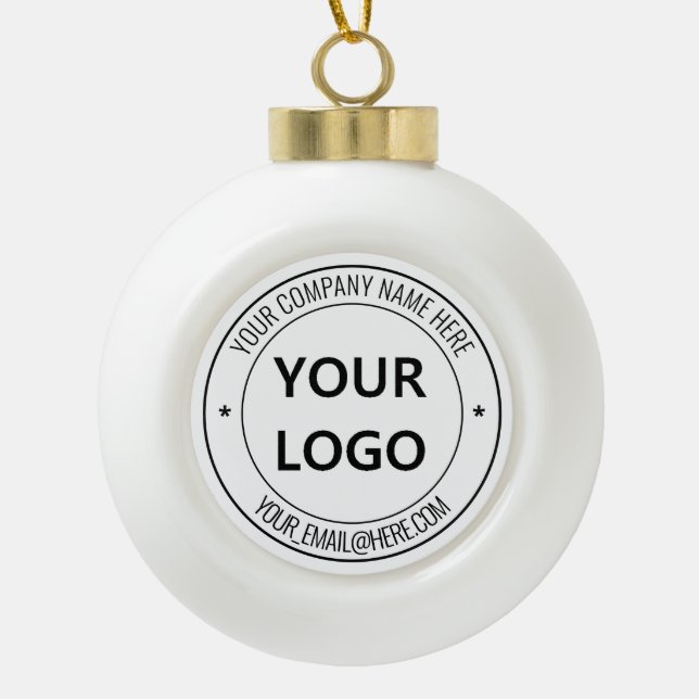 Kundenspezifische Logos und Textfirmen Weihnachtsd Keramik Kugel-Ornament (Vorderseite)