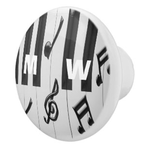 Kundenspezifische mit Monogramm Klavier-Tastatur Keramikknauf