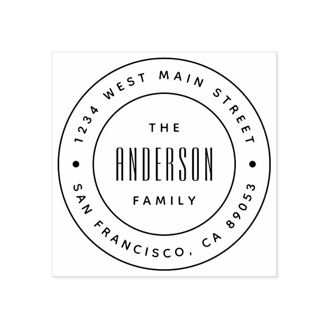 Kundenspezifische moderne Familienname Runde Rücks Gummistempel (Prägung)