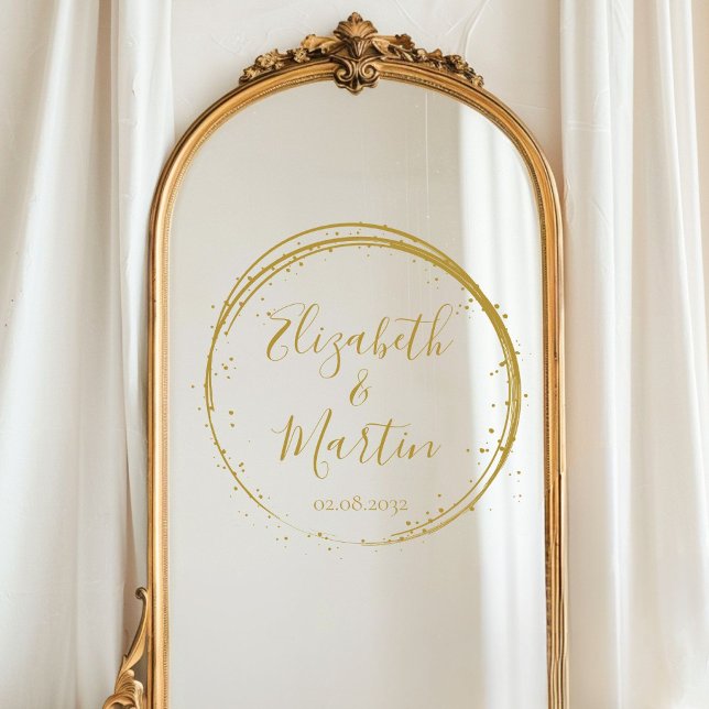 Kundenspezifische moderne, kreisförmige Hochzeit Fensteraufkleber (Customer specific modern, circle, wedding, window cling with your names and date.)