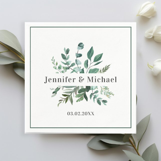 Kundenspezifische Monogram Leafy Napkins Serviette (Von Creator hochgeladen)