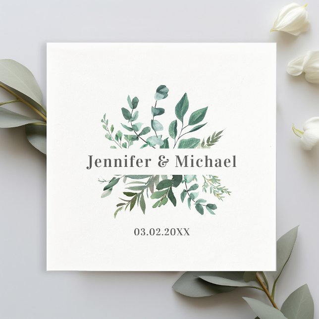 Kundenspezifische Monogram Leafy Napkins Serviette (Von Creator hochgeladen)