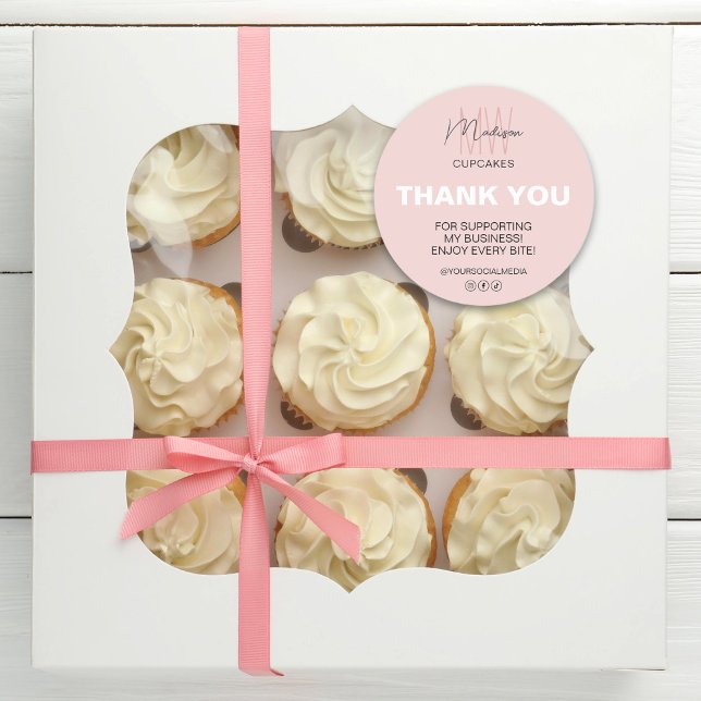 Kundenspezifische Monogram Logo Vielen Dank Bakery Runder Aufkleber (Custom Monogram Logo Thank You Bakery Business Classic Round Sticker)