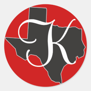 Kundenspezifische Monogramm-Initiale Texas auf Runder Aufkleber